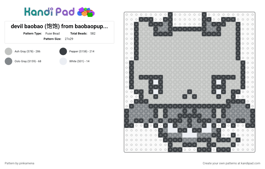 devil baobao (饱饱) from baobaopupu (饱饱扑扑) - Fuse Bead Pattern by pinkamena on Kandi Pad - beige,cute,kawaii,cat,animal,chibi,kitten,kitty,small