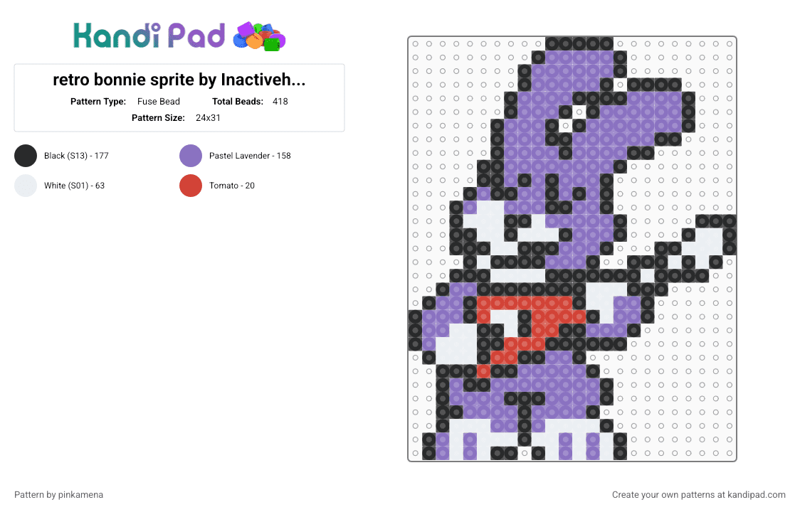 retro bonnie sprite by Inactiveherenow - Fuse Bead Pattern by pinkamena on Kandi Pad - blue,fnaf,five nights at freddys,video game,horror,keychain,8bit