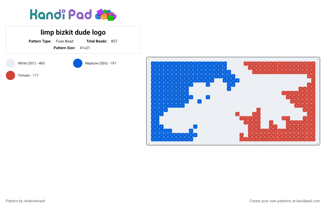 limp bizkit dude logo - Fuse Bead Pattern by mangle on Kandi Pad - band, blue, music, nu metal, numetal, red, rock