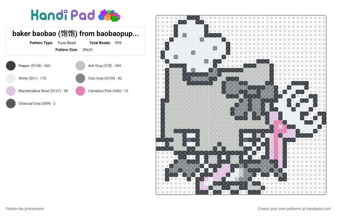 baker baobao (饱饱) from baobaopupu (饱饱扑扑) - Fuse Bead Pattern by rainbowhash on Kandi Pad - animal, beige, cat, chibi, cute, kawaii, kitten, kitty, small