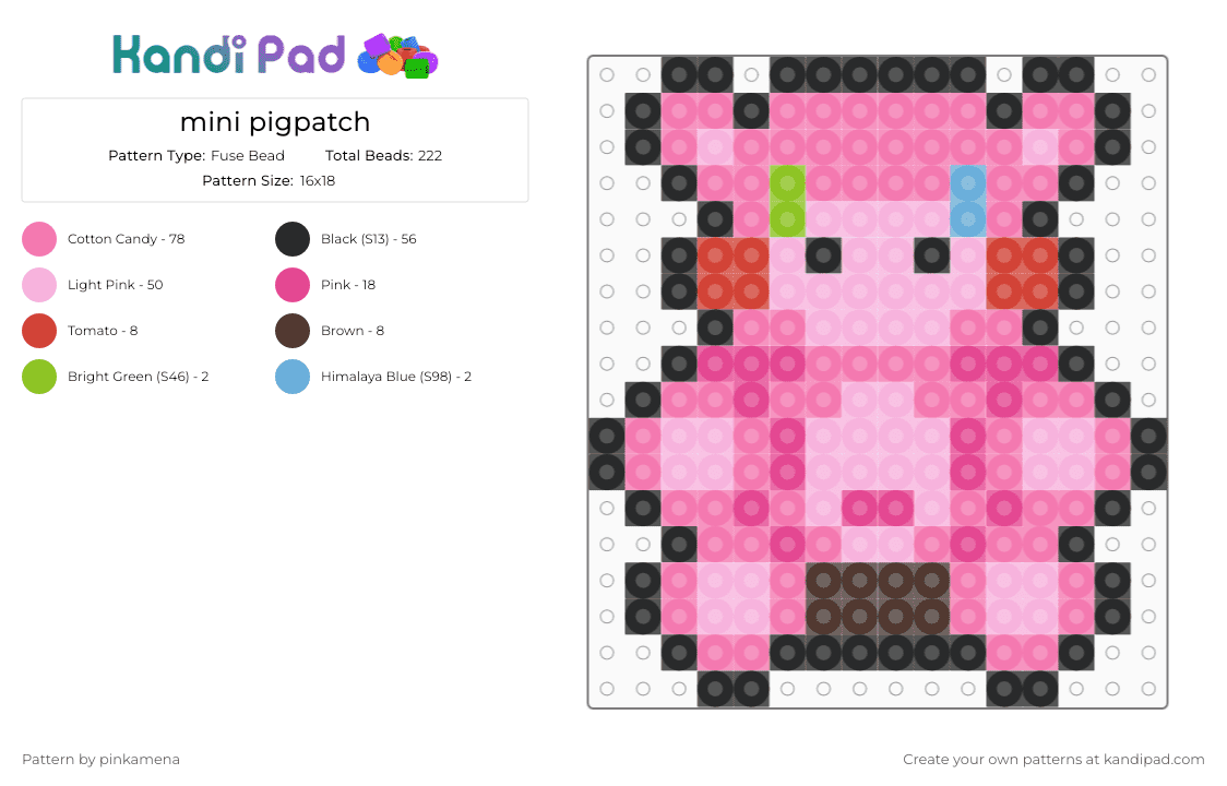 mini pigpatch - Fuse Bead Pattern by rainbowhash on Kandi Pad - charm, easy, five nights at freddys, fnaf, keychain, pink, small, tiny, video game