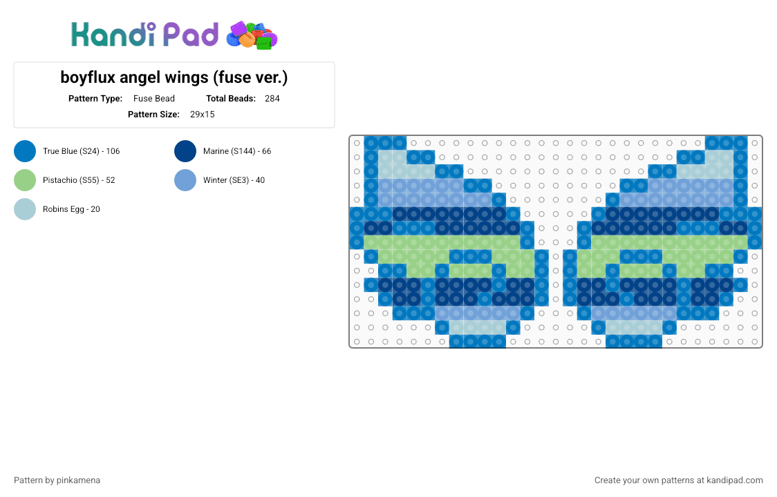boyflux angel wings (fuse ver.) - Fuse Bead Pattern by pinkamena on Kandi Pad - blue,accessory,pride,lgbt,lgbtq,lgbtqia