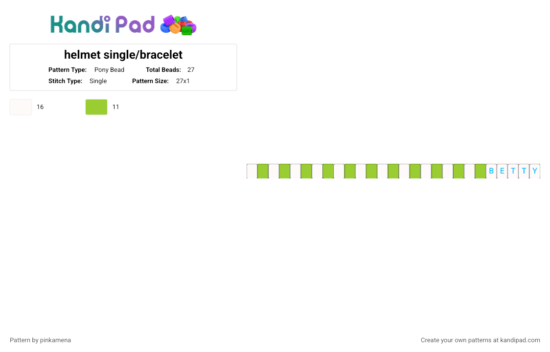 helmet single/bracelet - Pony Bead Pattern by pinkamena on Kandi Pad - white,green,music,band,rock,metal