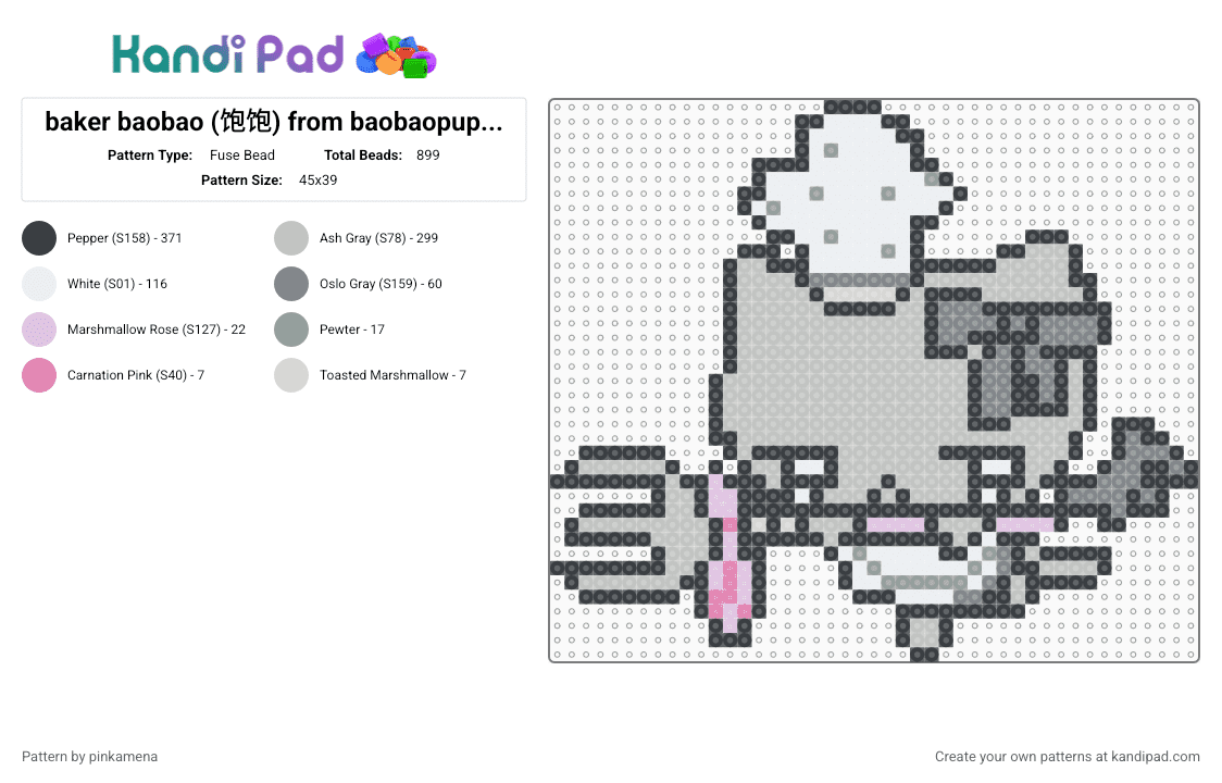 baker baobao (饱饱) from baobaopupu (饱饱扑扑) (ver.2) - Fuse Bead Pattern by rainbowhash on Kandi Pad - animal, beige, cat, chibi, cute, kawaii, kitten, kitty, small