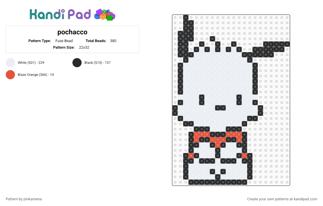 pochacco - Fuse Bead Pattern by pinkamena on Kandi Pad - white,puppy dog,cute,kawaii,sanrio,hello kitty,keychain,animal,animals