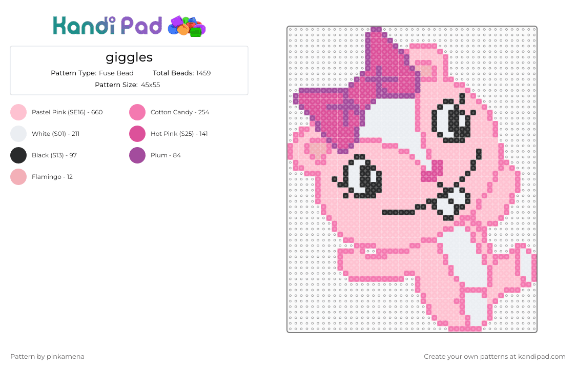 giggles - Fuse Bead Pattern by pinkamena on Kandi Pad - pink,htf,happy tree friends,cute,animal,cartoon