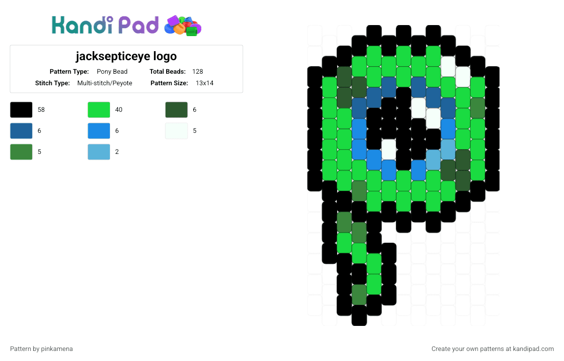 jacksepticeye logo - Pony Bead Pattern by pinkamena on Kandi Pad - green,youtube,youtuber,keychain,accessory