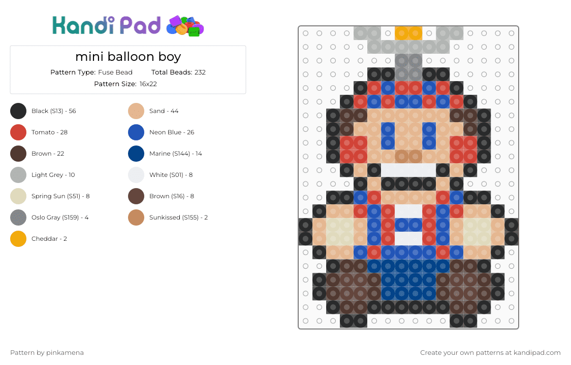 mini balloon boy - Fuse Bead Pattern by pinkamena on Kandi Pad - red,blue,brown,beige,small,tiny,charm,keychain,fnaf,five nights at freddys,video game,easy