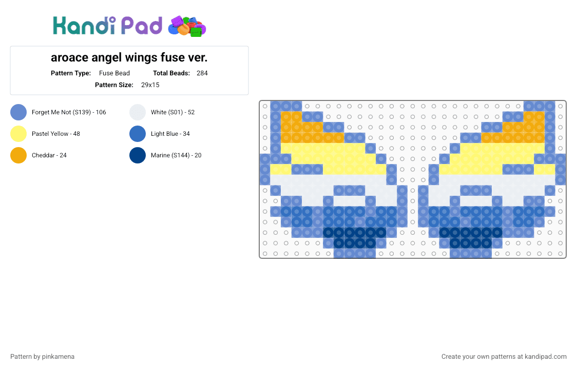 aroace angel wings (fuse ver.) - Fuse Bead Pattern by pinkamena on Kandi Pad - blue,accessory,pride,lgbt,lgbtq,lgbtqia
