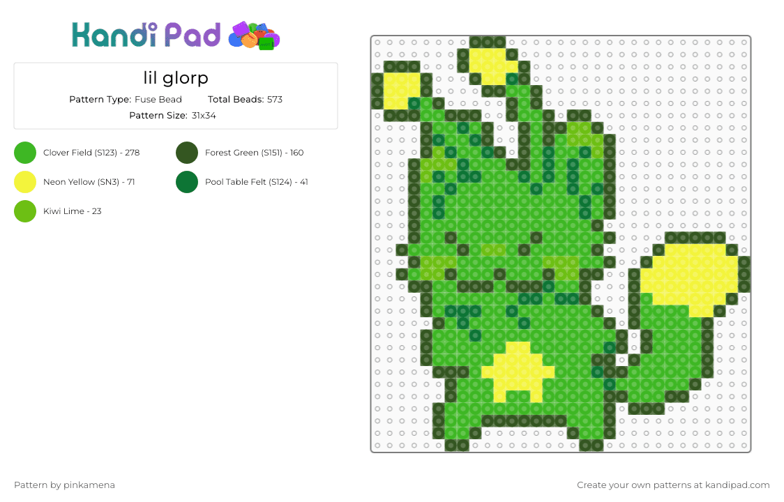 lil glorp - Fuse Bead Pattern by rainbowhash on Kandi Pad - alien cat, animal, cute, gnarpy, green, kitten, kitty, silly, space