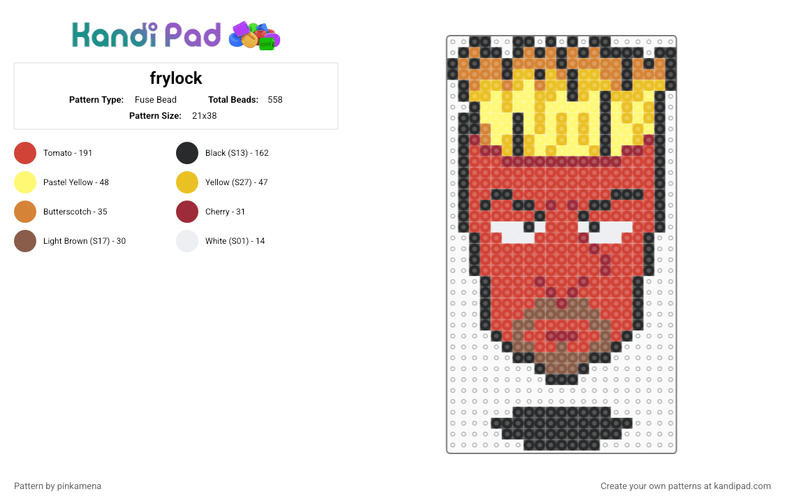 frylock - Fuse Bead Pattern by pinkamena on Kandi Pad - red,yellow,athf,aqua teen hunger force,adult swim