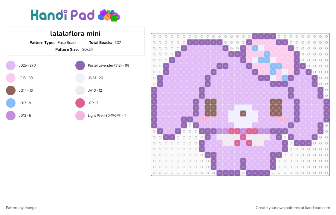 lalalaflora mini - Fuse Bead Pattern by mangle on Kandi Pad - animal animals, bunny rabbit, cute kawaii, cutecore, decora, kawaiicore, pink, sanrio