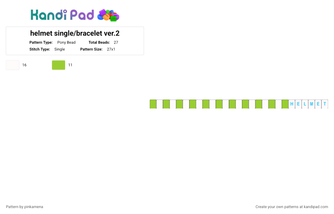 helmet single/bracelet ver.2 - Pony Bead Pattern by pinkamena on Kandi Pad - white,green,music,band,rock,metal