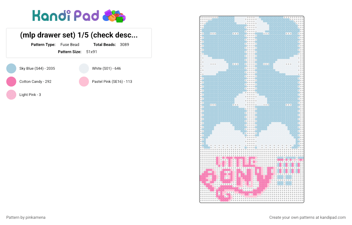 (mlp drawer set) 1/5 (check desc for assembly) - Fuse Bead Pattern by rainbowhash on Kandi Pad - light blue,my little pony,cute,kawaii,decor,decoration,3d,chest
