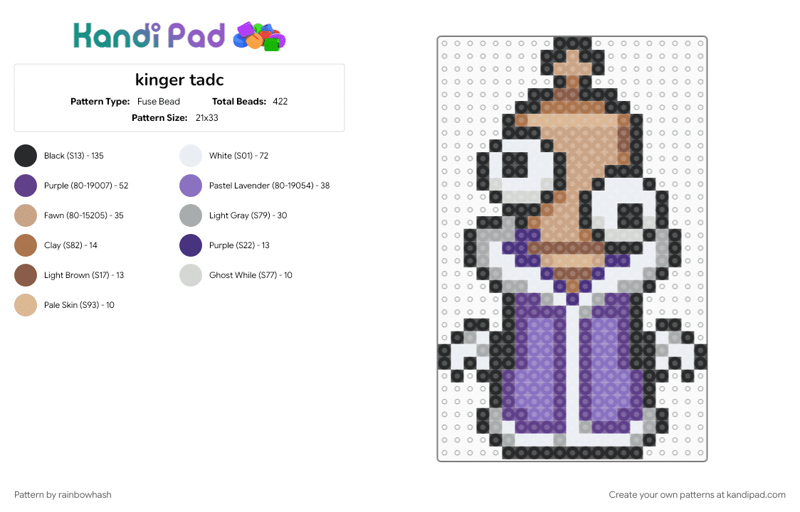 kinger tadc - Fuse Bead Pattern by rainbowhash on Kandi Pad - animated character, animation, beige, blue, cartoon, chess, chess piece, purple, the amazing digital circus