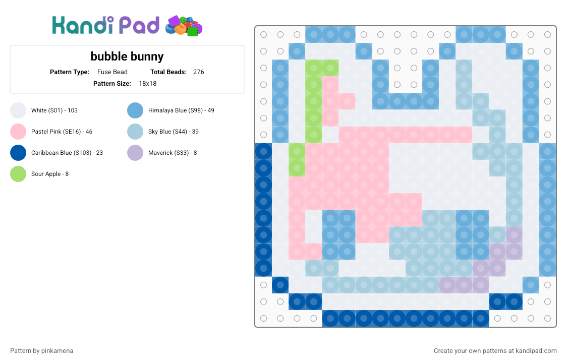 bubble bunny - Fuse Bead Pattern by pinkamena on Kandi Pad - light blue,pink,cute,kawaii,rabbit,animal,shiny,small,keychain,charm