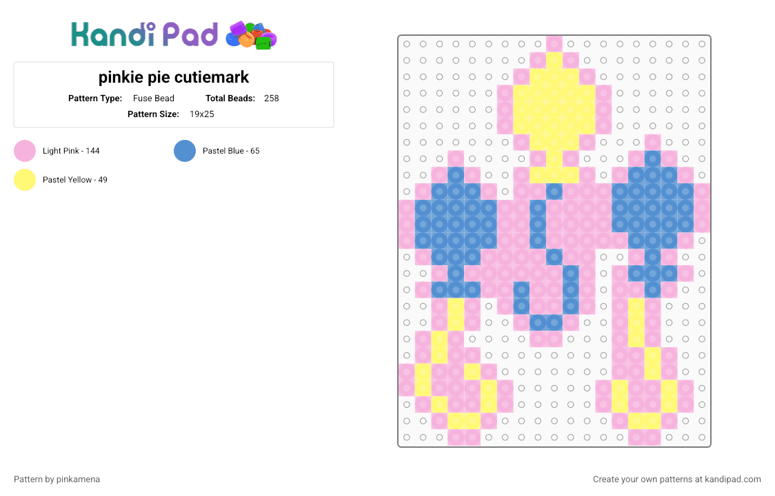 pinkie pie cutiemark - Fuse Bead Pattern by pinkamena on Kandi Pad - pink,mlp,my little pony,keychain