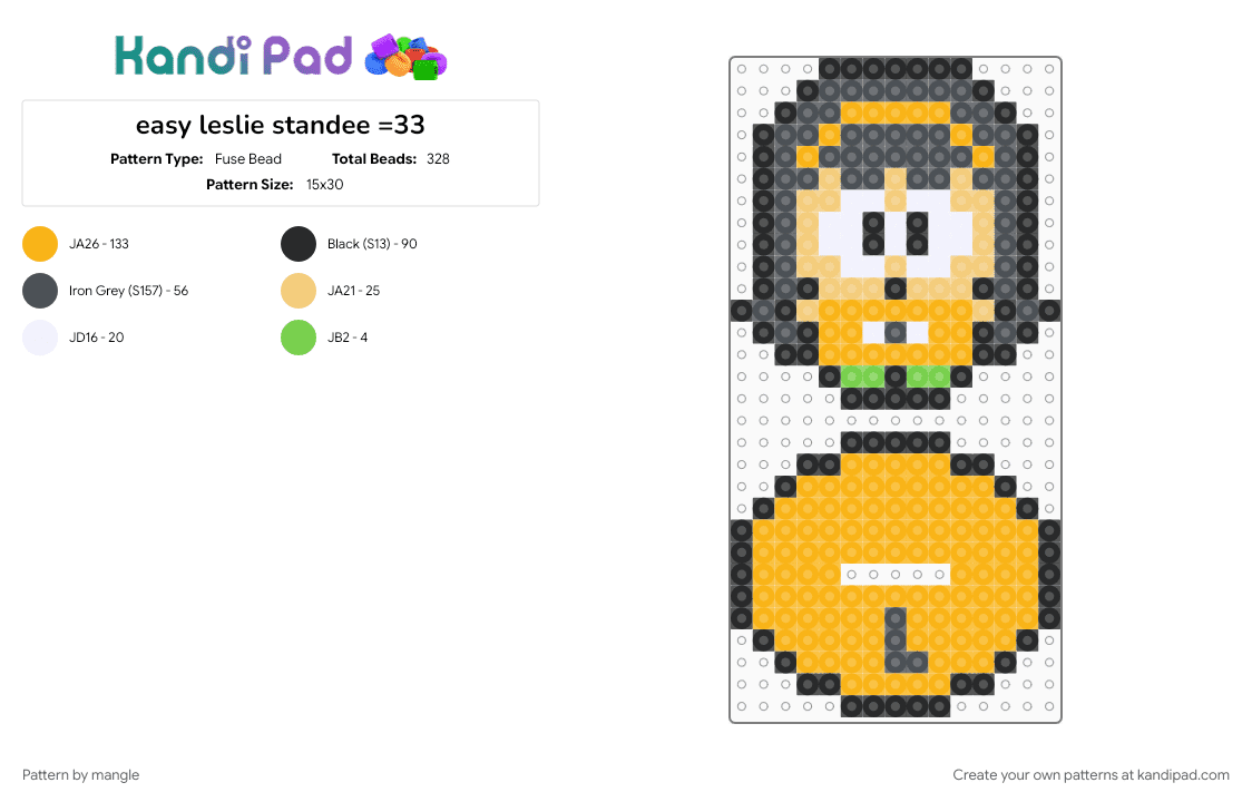 easy leslie standee =33 - Fuse Bead Pattern by mangle on Kandi Pad - animation animated, beginner, cartoon, leslie meyers, orange, purple, robot, south park, tv show