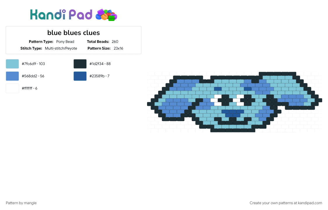 blue blues clues - Pony Bead Pattern by mangle on Kandi Pad - animal, cartoon, charm, cute, dog, light blue