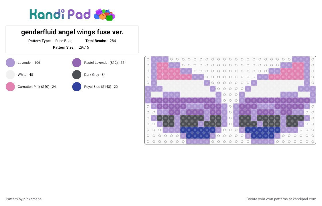 genderfluid angel wings (fuse ver.) - Fuse Bead Pattern by pinkamena on Kandi Pad - pink,accessory,pride,lgbt,lgbtq,lgbtqia