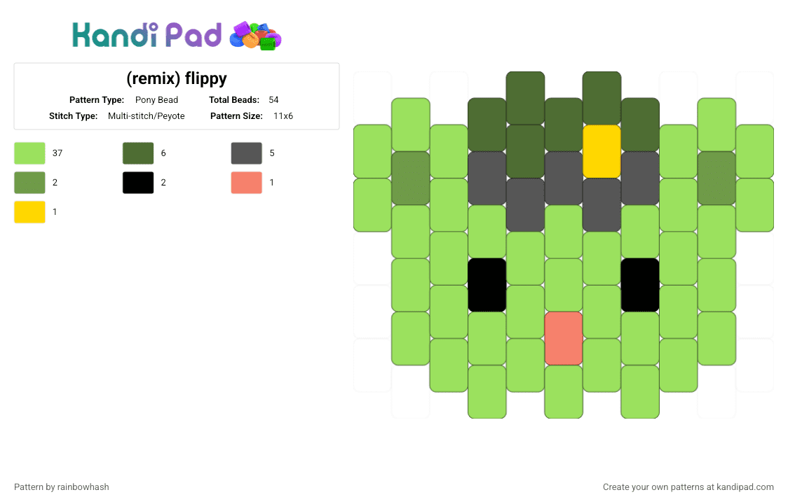 flippy - Pony Bead Pattern by mangle on Kandi Pad - animal, animation, bear, cartoon, cute, green, happy tree friends, htf, kawaii