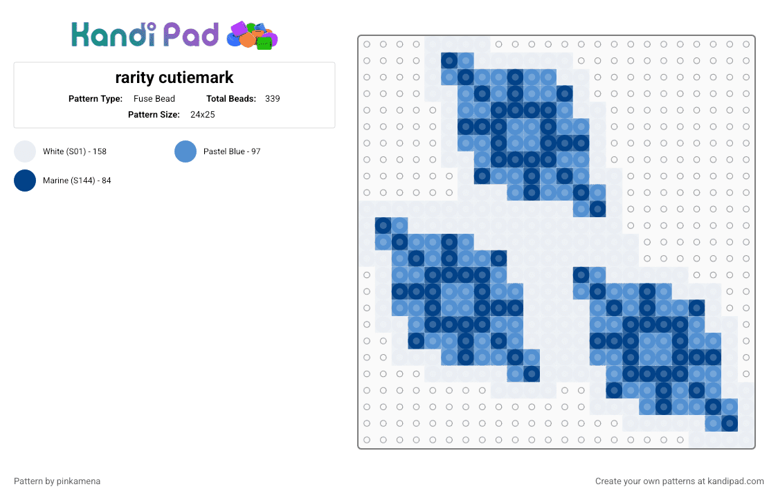 rarity cutiemark - Fuse Bead Pattern by pinkamena on Kandi Pad - light blue,blue,mlp,my little pony,keychain