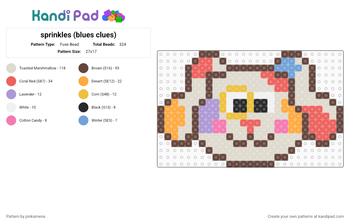 sprinkles (blues clues) - Fuse Bead Pattern by pinkamena on Kandi Pad - beige,brown,cute,kawaii,cartoon,dog,puppy
