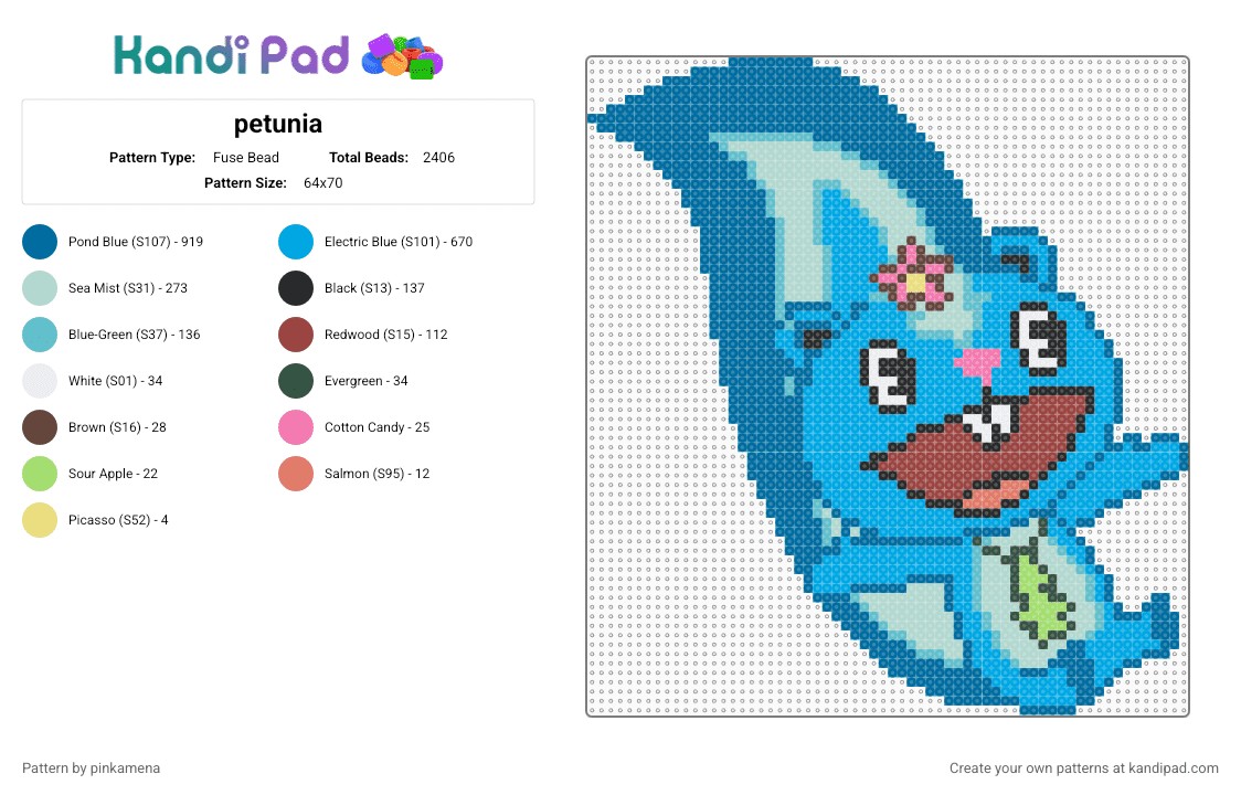 petunia - Fuse Bead Pattern by pinkamena on Kandi Pad - blue,light blue,htf,happy tree friends,cartoon,animal,cute,squirrel