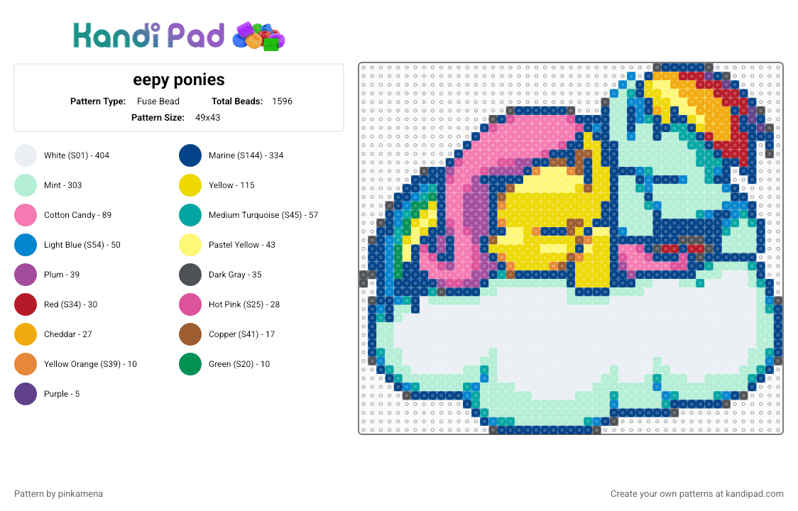 eepy ponies - Fuse Bead Pattern by pinkamena on Kandi Pad - blue,light blue,yellow,pink,fluttershy,rainbow dash,flutter shy,mlp,my little pony,flutterdash