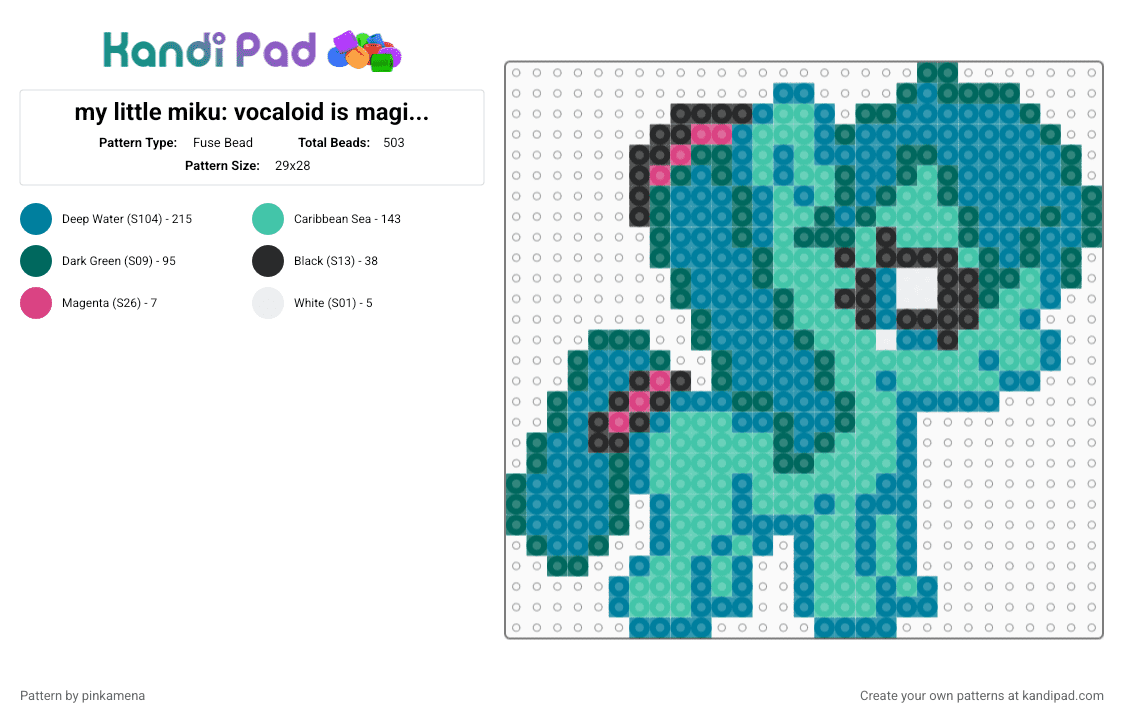my little miku: vocaloid is magic B3 - Fuse Bead Pattern by pinkamena on Kandi Pad - teal,mlp,my little pony,music,hatsune