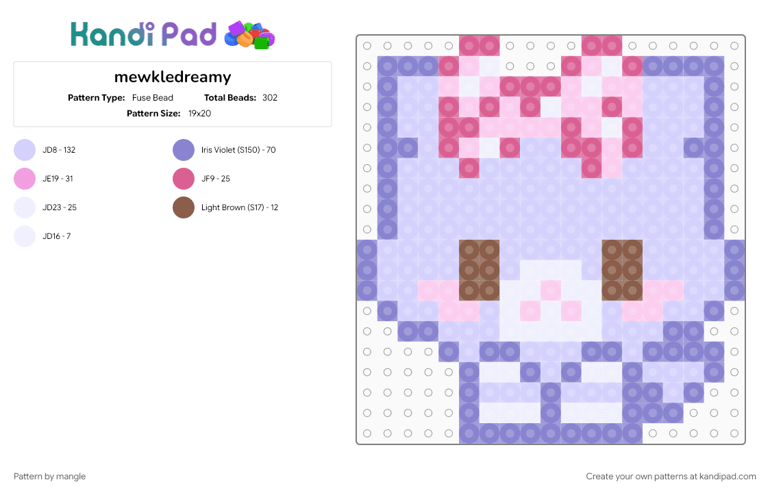 mewkledreamy - Fuse Bead Pattern by mangle on Kandi Pad - animal animals, charm keychain, cute kawaii, decora, kitten cat, pink, sanrio hello kitty, small tiny easy
