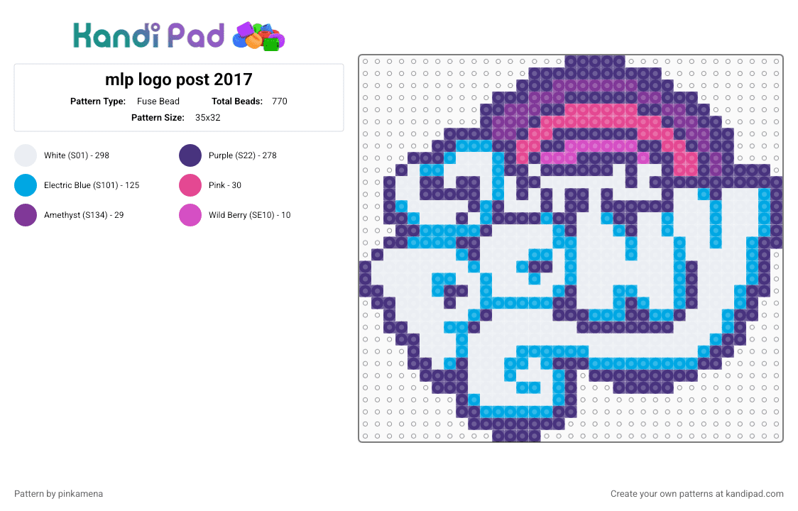 mlp logo post 2017 - Fuse Bead Pattern by pinkamena on Kandi Pad - purple,my little pony