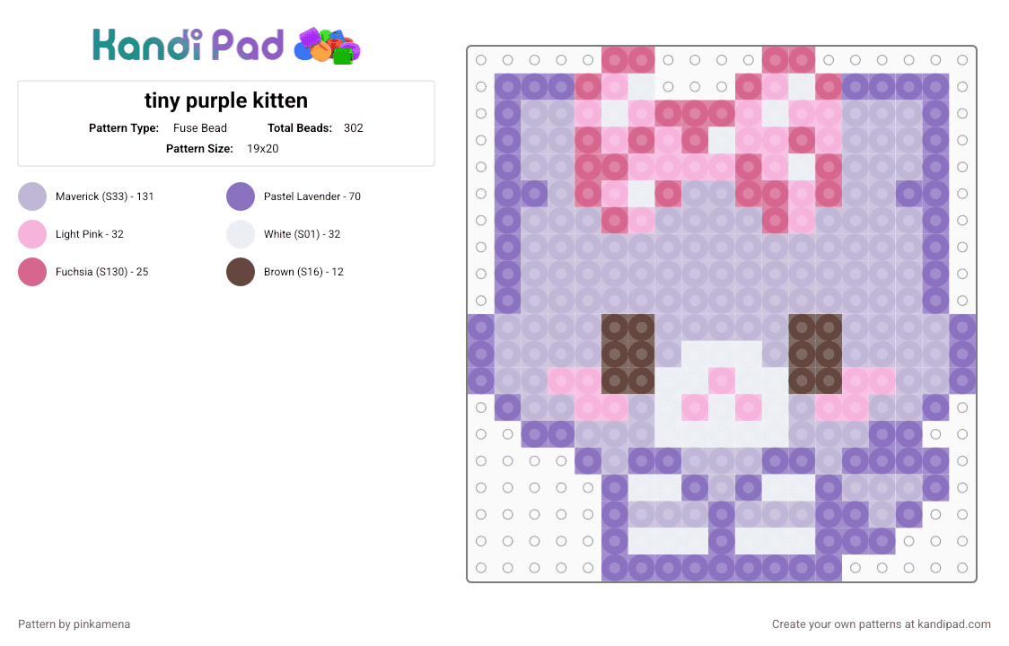 mewkledreamy (sanrio) - Fuse Bead Pattern by pinkamena on Kandi Pad - pink,cat,kawaii,cute,keychain,small,animal,kitty,charm