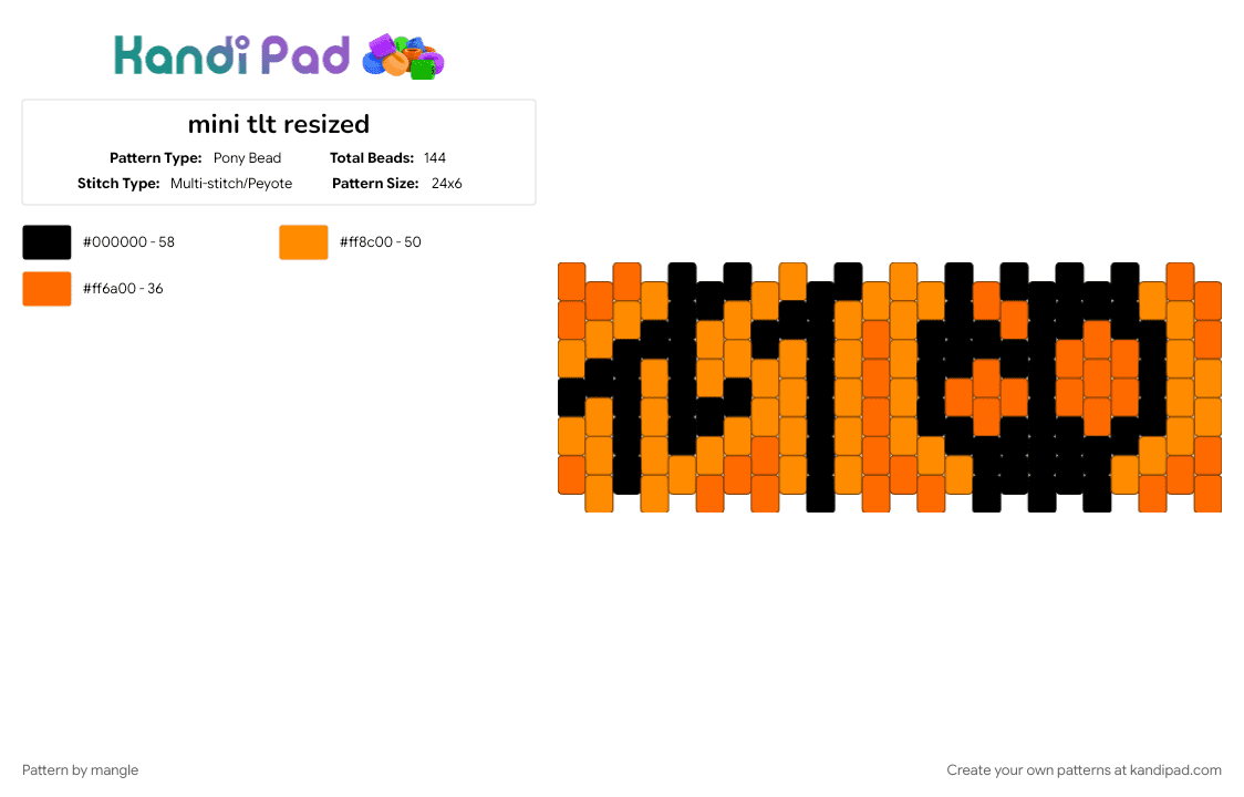 mini tlt resized - Pony Bead Pattern by mangle on Kandi Pad - 2010s, black, music, nostalgia, orange, the living tombstone