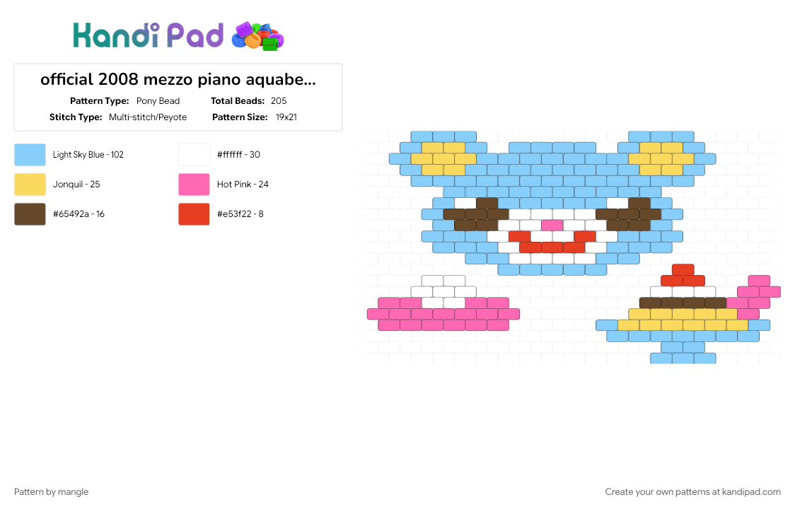 official 2008 mezzo piano aquabeads set (aq-49) (2) - Pony Bead Pattern by mangle on Kandi Pad - 2000s y2k, animal animals, bear, cute kawaii, cutecore kawaiicore, decora colorful, light blue, popo chan popochan