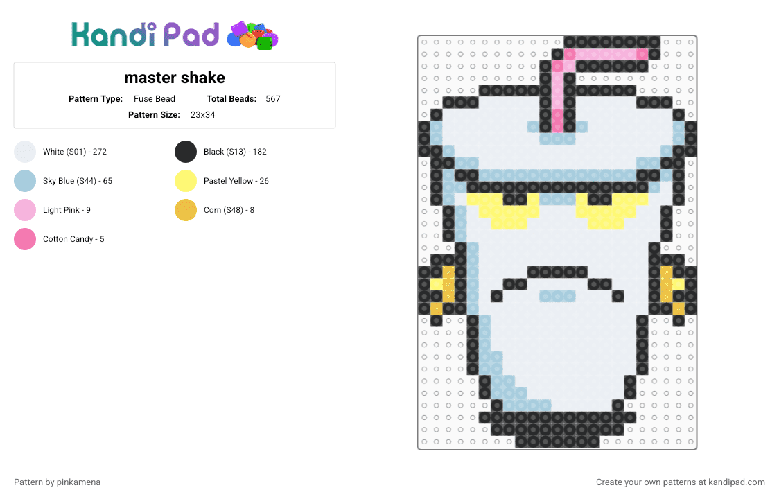 master shake - Fuse Bead Pattern by pinkamena on Kandi Pad - white,light blue,athf,aqua teen hunger force,adult swim