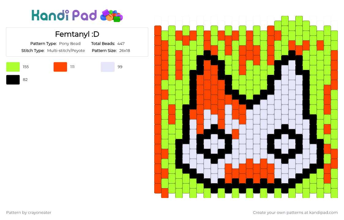 Femtanyl :D - Pony Bead Pattern by crayoneater on Kandi Pad - green, red