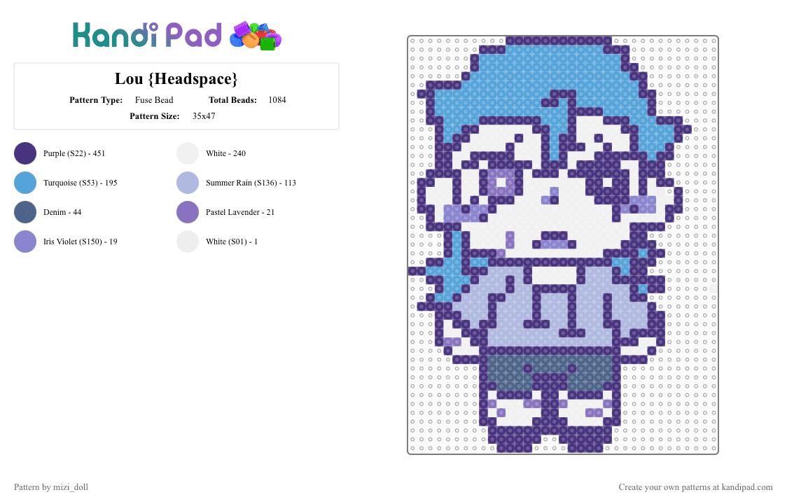 Lou {Headspace} - Fuse Bead Pattern by -j1angshi_cha0s- on Kandi Pad - purple