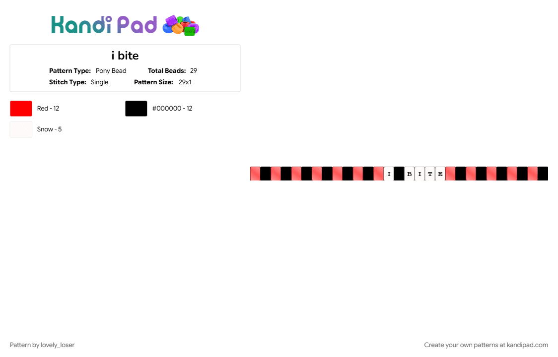 i bite - Pony Bead Pattern by lovely_loser on Kandi Pad - 