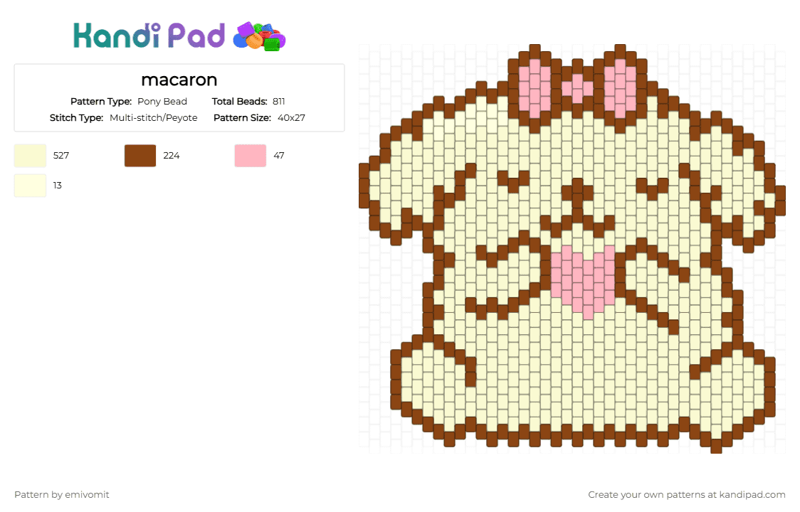 macaron - Pony Bead Pattern by emivomit on Kandi Pad - white,red