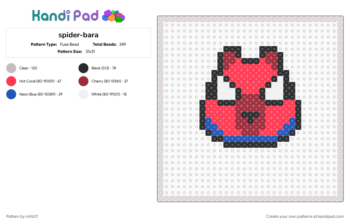 spider-bara - Fuse Bead Pattern by mhtz11 on Kandi Pad - beige, capybara, red, spiderman