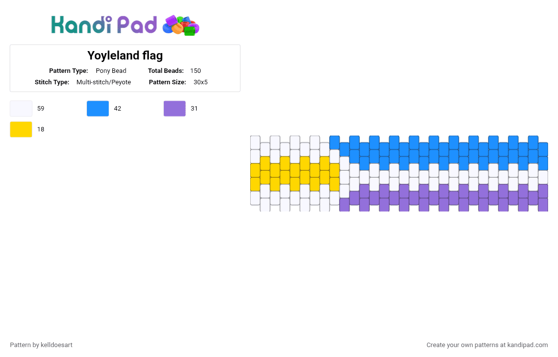Yoyleland flag - Pony Bead Pattern by kelldoesart on Kandi Pad - light blue,purple