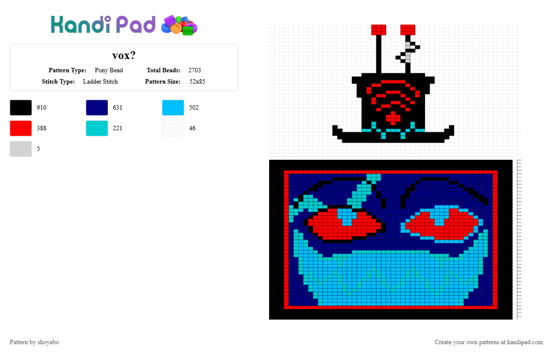 Vox Pattern Vox? Pony Bead Pattern - Kandi Pad | Kandi Patterns, Fuse Bead Patterns ...