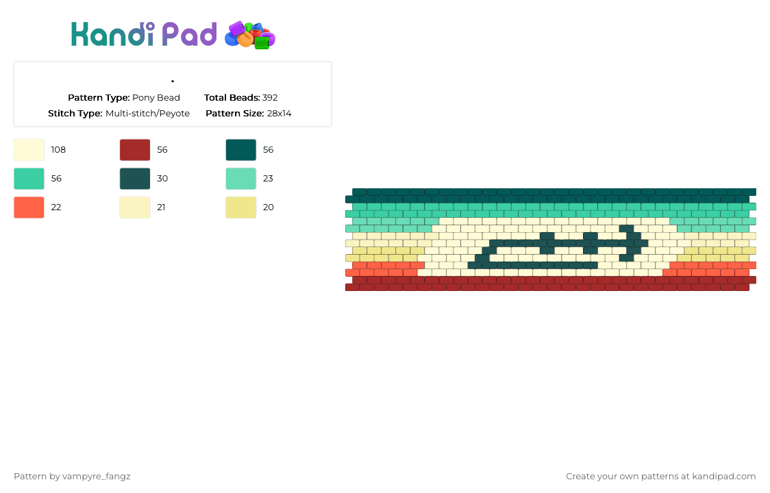 alterbeing origin cuff - Pony Bead Pattern by vampyre_fangz on Kandi Pad - red,gray,teal