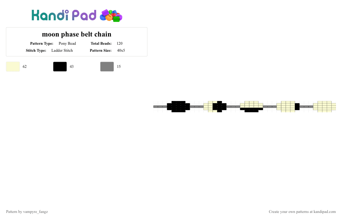 moon phase belt chain - Pony Bead Pattern by vampyre_fangz on Kandi Pad - white