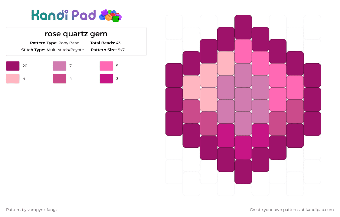 rose quartz gem - Pony Bead Pattern by vampyre_fangz on Kandi Pad - pink