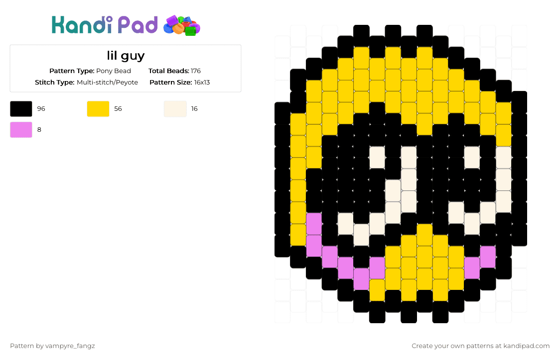 lil guy - Pony Bead Pattern by vampyre_fangz on Kandi Pad - black,yellow