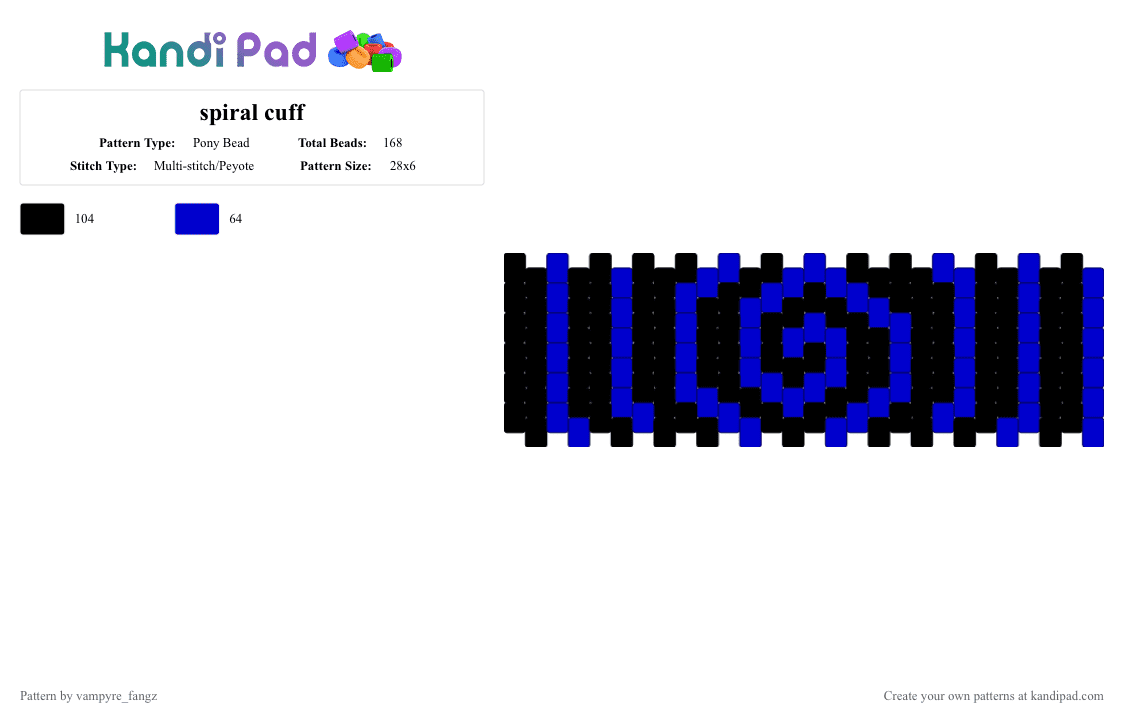 spiral cuff - Pony Bead Pattern by vampyre_fangz on Kandi Pad - black,purple