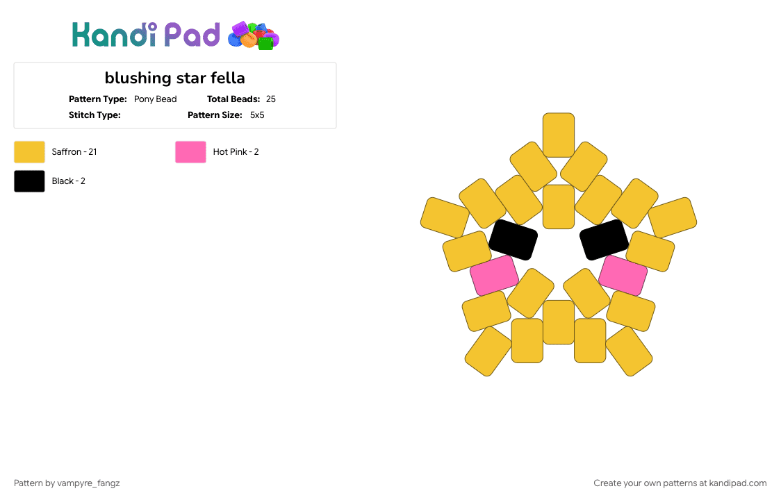 blushing star - Pony Bead Pattern by vampyre_fangz on Kandi Pad - yellow