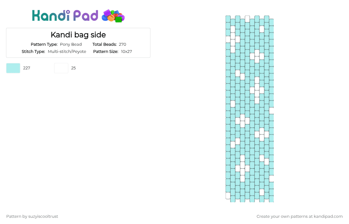 Kandi bag side - Pony Bead Pattern by suzyiscooltrust on Kandi Pad - light blue